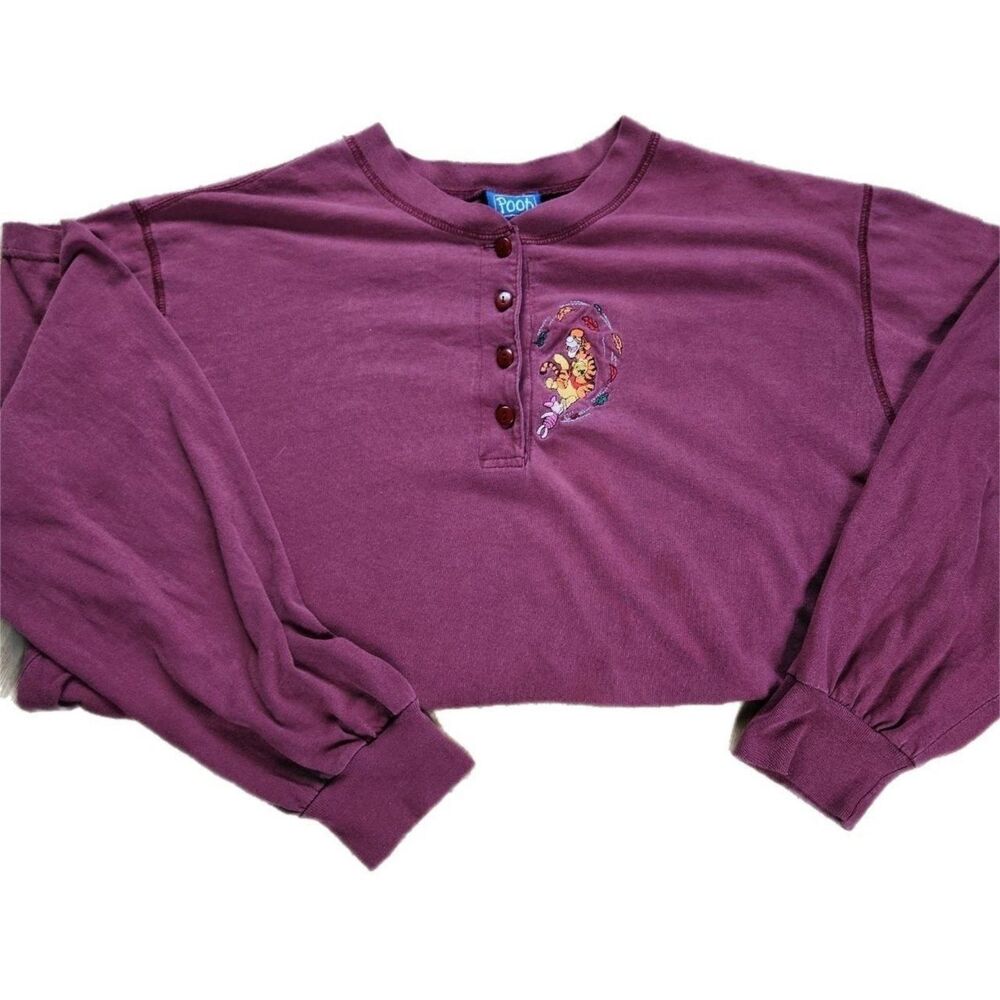 VINTAGE WINNIE THE POOH BUTTON UP EMBROIDERED FALL AUTUMN SHIRT